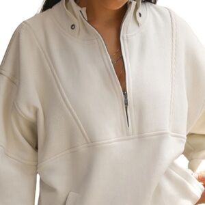 Joah Brown Retro  Cream Half-Zip Pullover Top-Cream NWT Size S/M